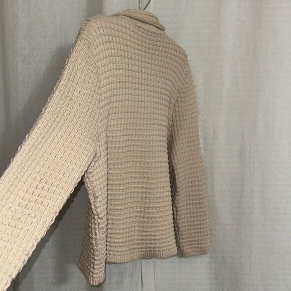 Ann Taylor XL Light Brown Tan Knit Double Breasted Collared Sweater Jacket - Picture 8 of 12